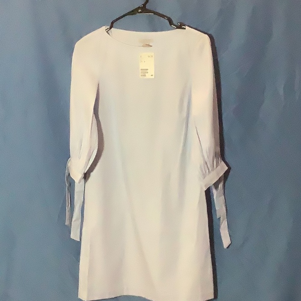 H & M Light Blue and White Striped Long Sleeved Dress
